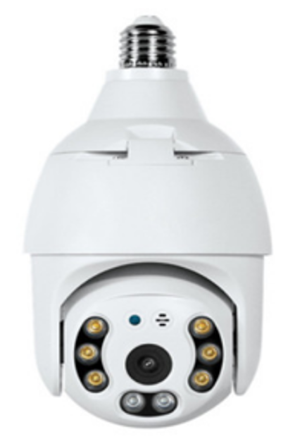 Tuya WiFi E27 Outdoor PTZ Security Camera 3MP, 355° Pan/Tilt, IR Night Vision, Motion Detection, IP66, Two-Way Audio, Color White, App Control, SD Slot